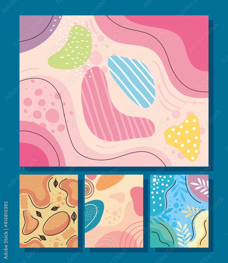 four abstracs organics set backgrounds vector illustration design