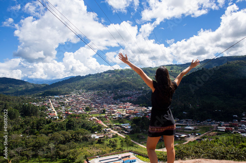 Girl on Villa Rica lookout - Mujer en el mirador de la ciudad de Villa Rica Oxapampa photo