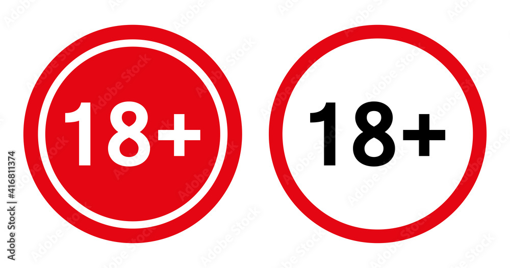Under the age of eighteen is prohibited only for adults. Not allowed for people under 18 years. Parental control. Isolated on white background. Flat style. Vector Under the age of eighteen is prohibited only for adults. Not allowed for people under 18 years. Parental control. Isolated on white background. Flat style. Vector