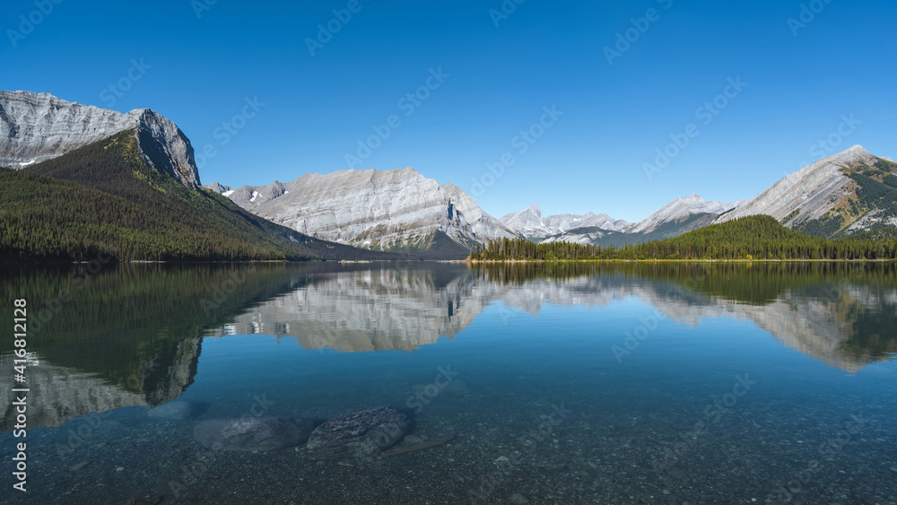Upper Kananaskis Lake during summer in Kananaskis Country, Alberta, Canada.
