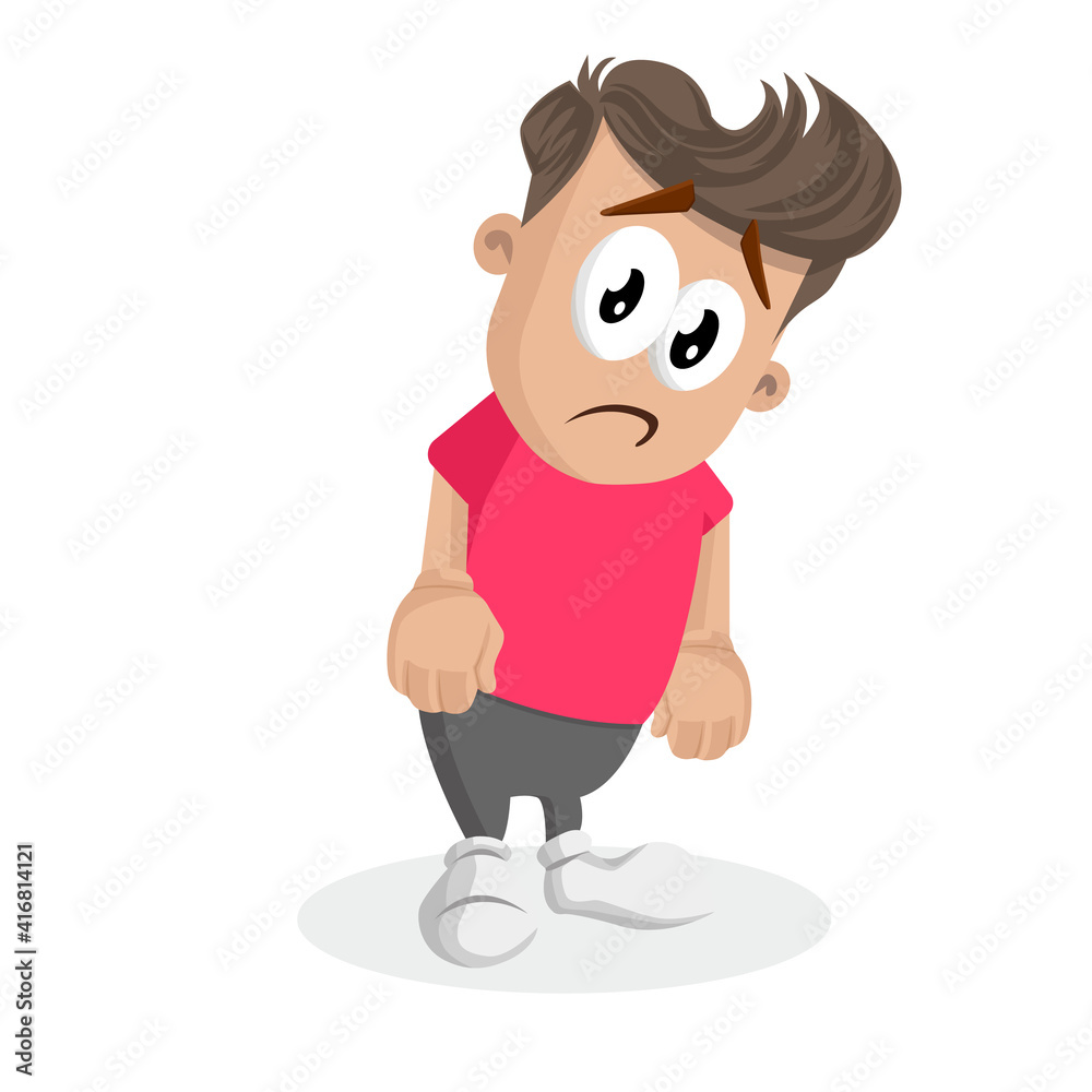 Character teen Logo mascot sad pose Character teen Logo mascot sad pose