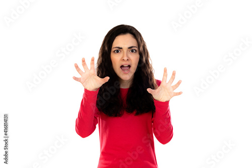 Adorable teenage girl with red sweater