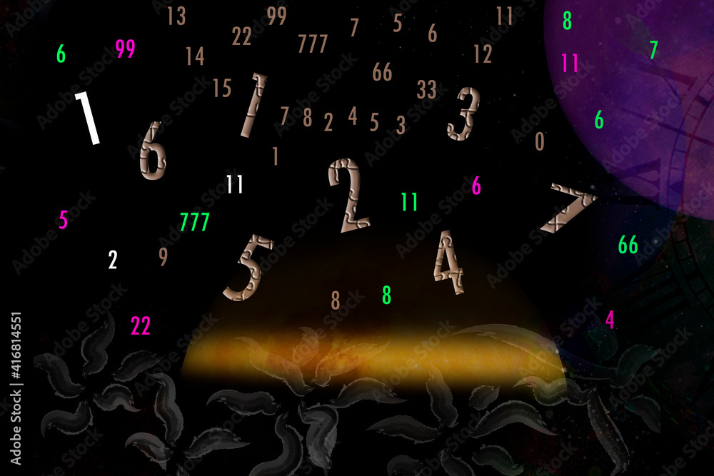 Numbers on cosmic background, numerology
