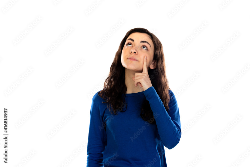 Adorable teenage girl with blue sweater Adorable teenage girl with blue sweater