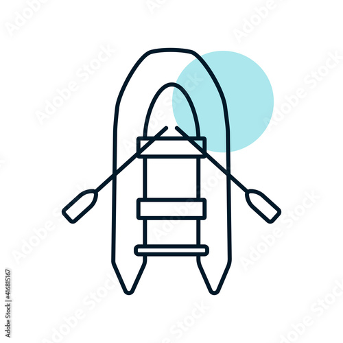 Inflatable rubber boat flat vector icon