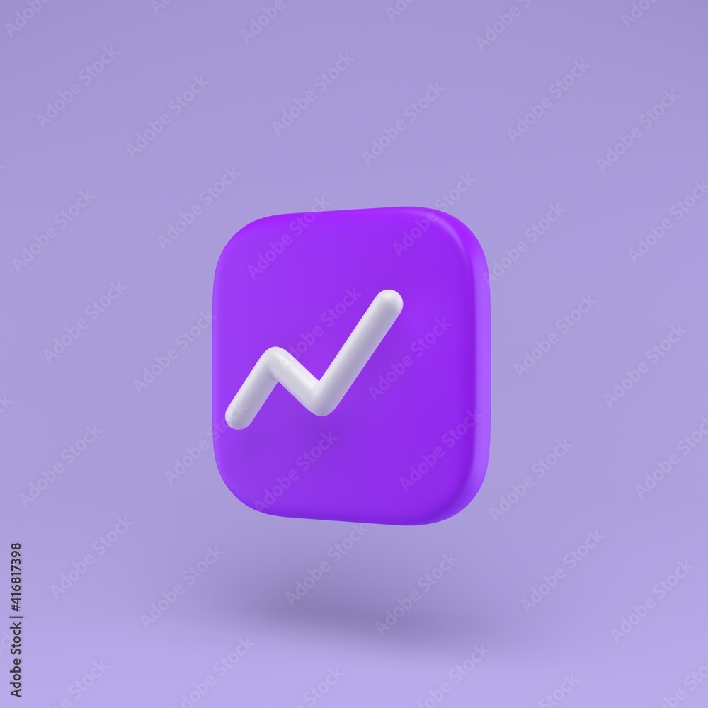 Chart icon with white line simple 3D-illustration on pastel abstract background. minimal concept. 3D-rendering Chart icon with white line simple 3D-illustration on pastel abstract background. minimal concept. 3D-rendering