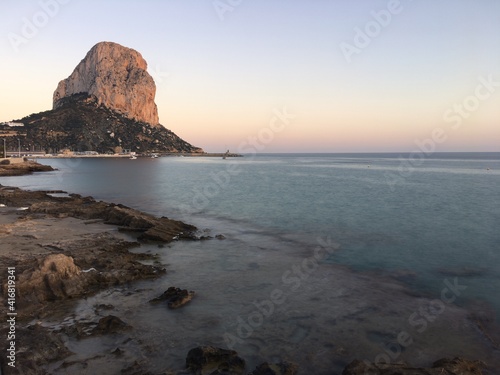 Mediterranean beach at sunset. Calpe