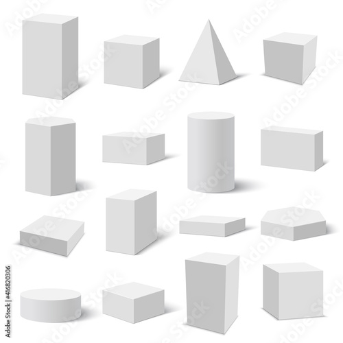 Set of white boxes. Vector illustration.