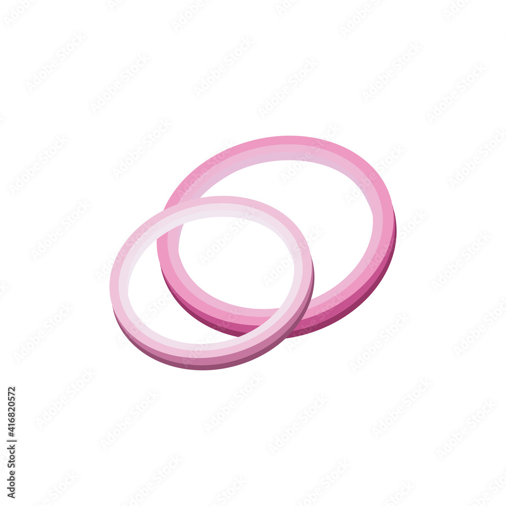 Sliced red onion, vector illustration isolated on white background Sliced red onion, vector illustration isolated on white background