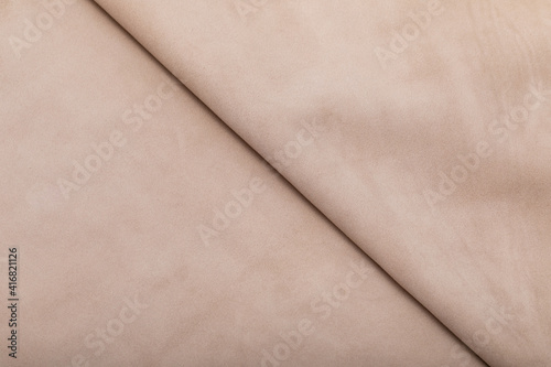 Natural folded light brown cow suede leather