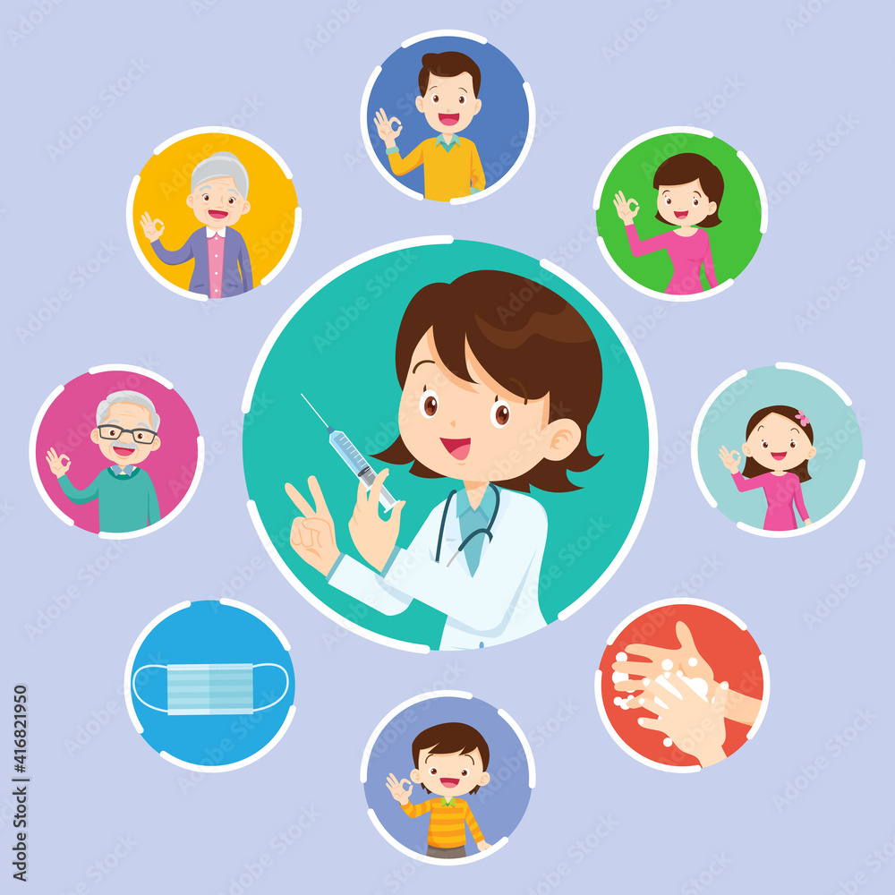 Doctor Holding Syringe vaccine and family Doctor Holding Syringe vaccine and family