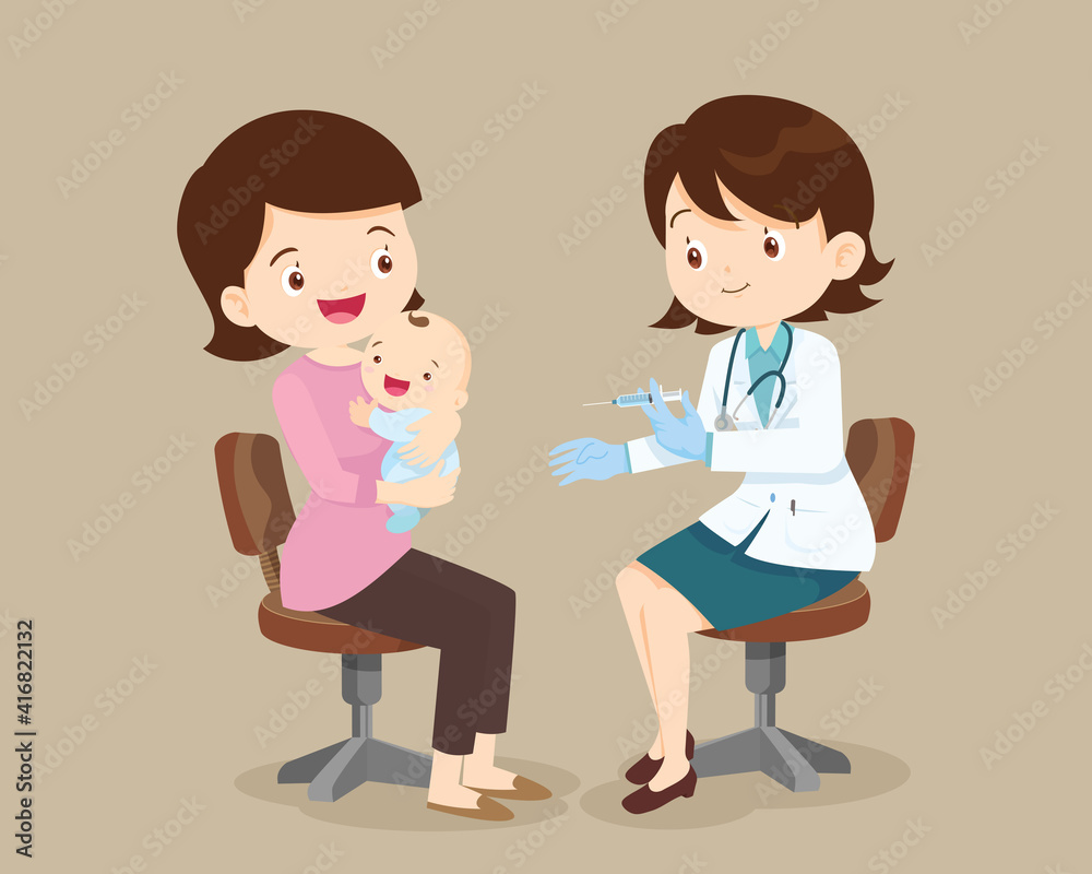 doctor pediatrician giving injection vaccine