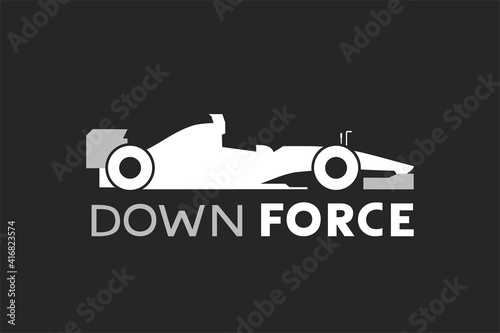 Racing car and downforce message