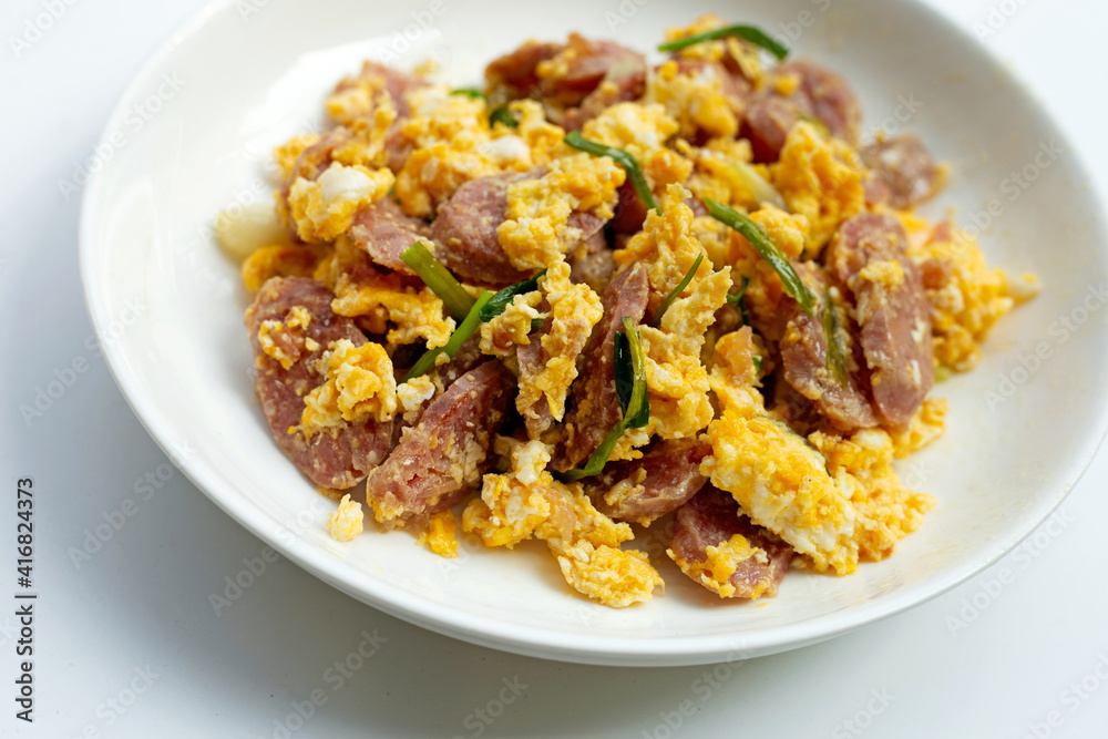 Fermented Pork Sausage stir fried with eggs