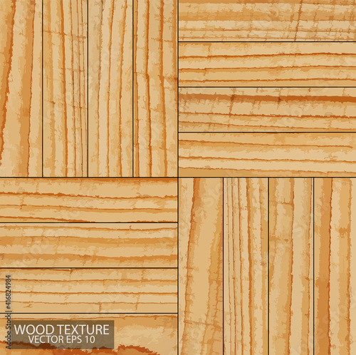 Wood texture background, EPS 10 vector. Light rustic parquet floor element with square pattern.