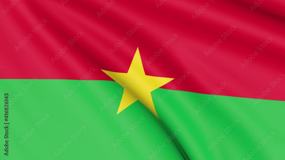 Burkina Faso Flag, 4k 30 fps, bright and lightly textured, full screen, seamless loop 3d animation Burkina Faso Flag, 4k 30 fps, bright and lightly textured, full screen, seamless loop 3d animation