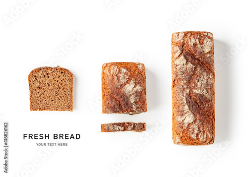 Fresh rye bread creative layout