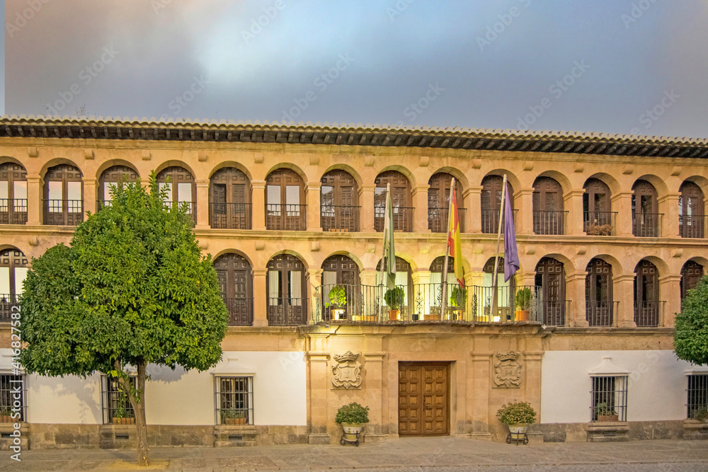 Ronda town hall facade, one the most beautiful towns in Malaga, Spain