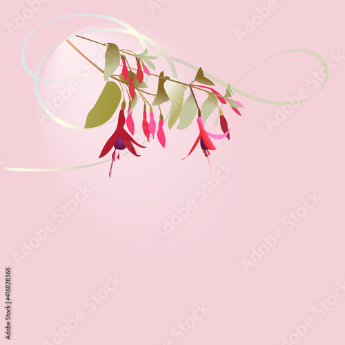 Floral background for posts in social networks, for a greeting card Happy Mother's Day or Happy Birthday. Colored illustration with fuchsia on a pastel pink background, vector