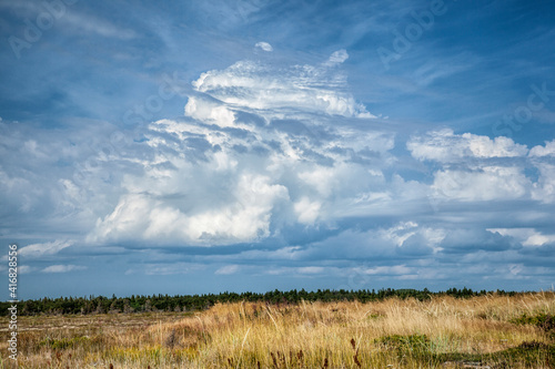 Summer landscape with beautiful clouds.