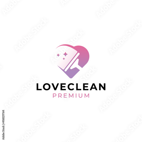 love cleaner logo vector icon illustration modern style