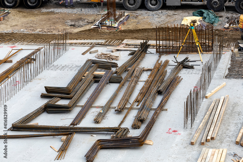 Re Forcing Rods Steel reinforcement rods used to reinforce concrete Stock Photo | Adobe ...