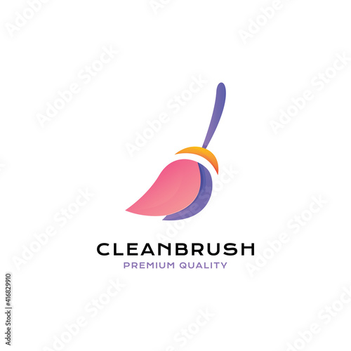 full color clean brush logo vector icon illustration modern style