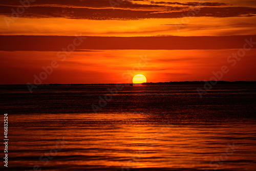 Ocean sunset seascape. Traveling concept. Nature concept.