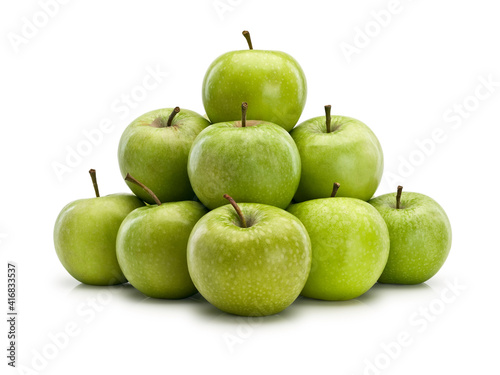 Pyramid from fruits of green apples