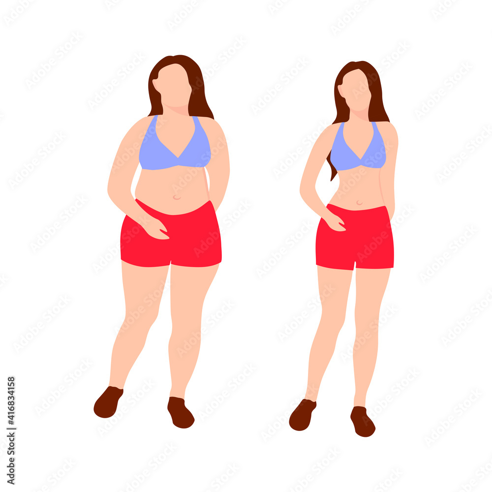 fat and slim woman body full height colorful flat icon fat and slim woman body full height colorful flat icon