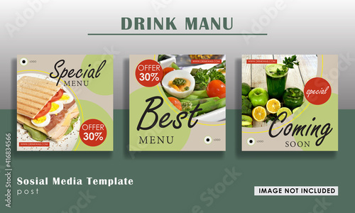  social media templates  drink menu concept. CS6
