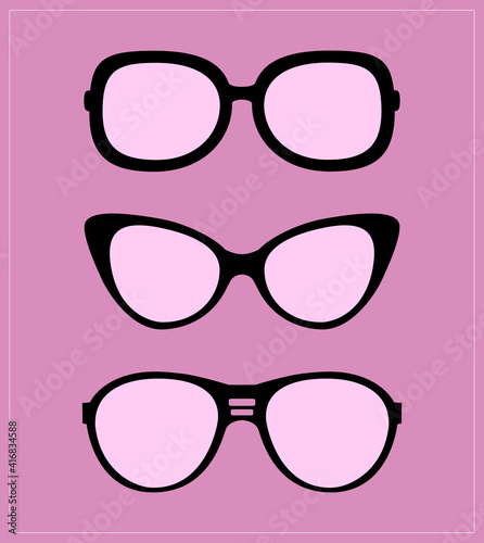 Set of Sunglasses. Party. Fun. Vector illustration Background