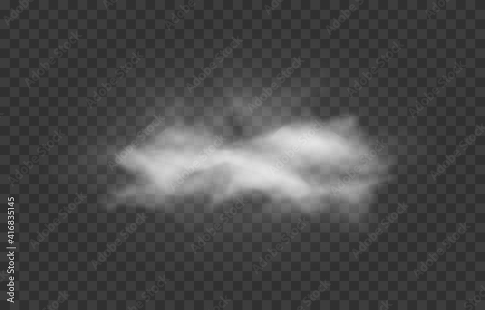 Vector cloud of smoke or fog. Fog or cloud on an isolated transparent background. Smoke, fog, cloud png.