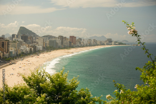 View of Ipanema Beach and Southern Zone of Rio de Janiero, Brazil from atop of Rua Apanena, Mirante do Penhasco dois Irmaos  photo