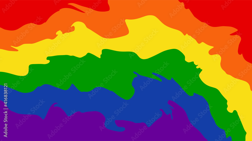 Vector liquid dynamic LGBT flag. Flowing paints