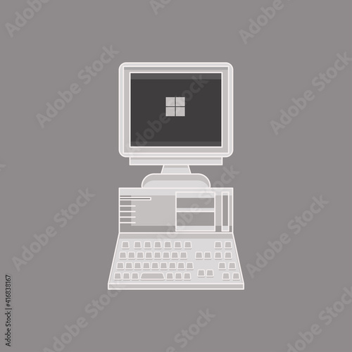 an illustration of vector retro computer perfect for icon logo mascot