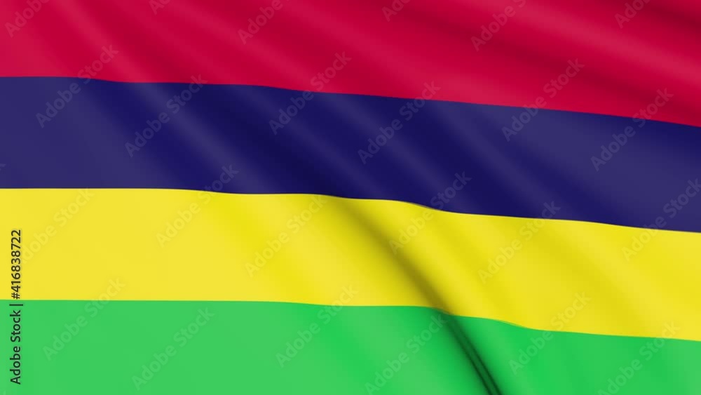 Mauritius Flag, 4k 30 fps, bright and lightly textured, full screen, seamless loop 3d animation Mauritius Flag, 4k 30 fps, bright and lightly textured, full screen, seamless loop 3d animation
