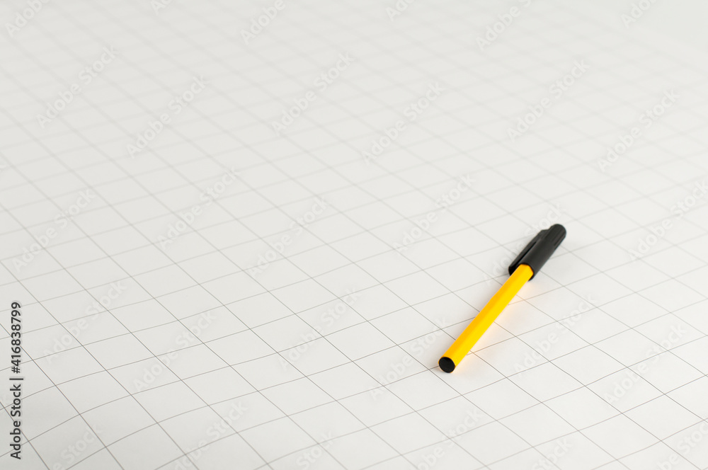 Pen on a white background. Clear sheet. Sketching paper. Pen on a white background. Clear sheet. Sketching paper.