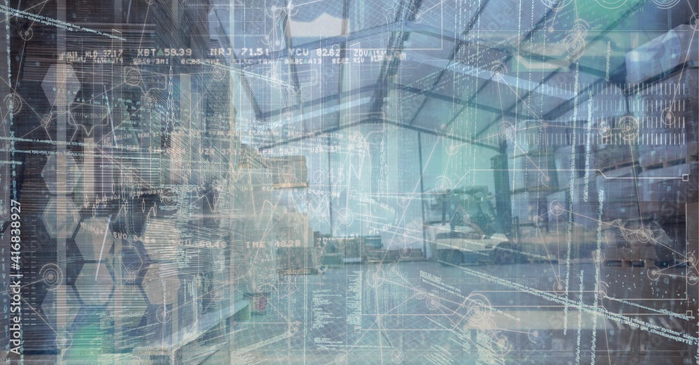 Digital illustration of plane starting with data processing Digital illustration of plane starting with data processing