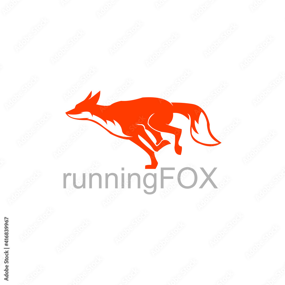 running fox logo, orange silhouette of fox vector illustrations Stock Vector  | Adobe Stock