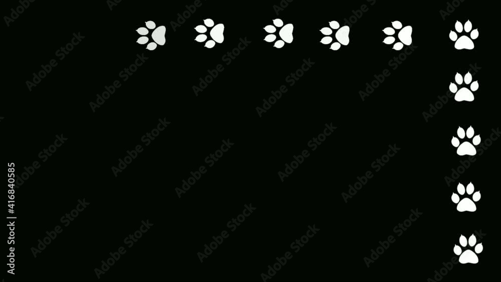 White Frame paw prints of animal on black. An abstract backdrop for the writing of the text. White Frame paw prints of animal on black. An abstract backdrop for the writing of the text.