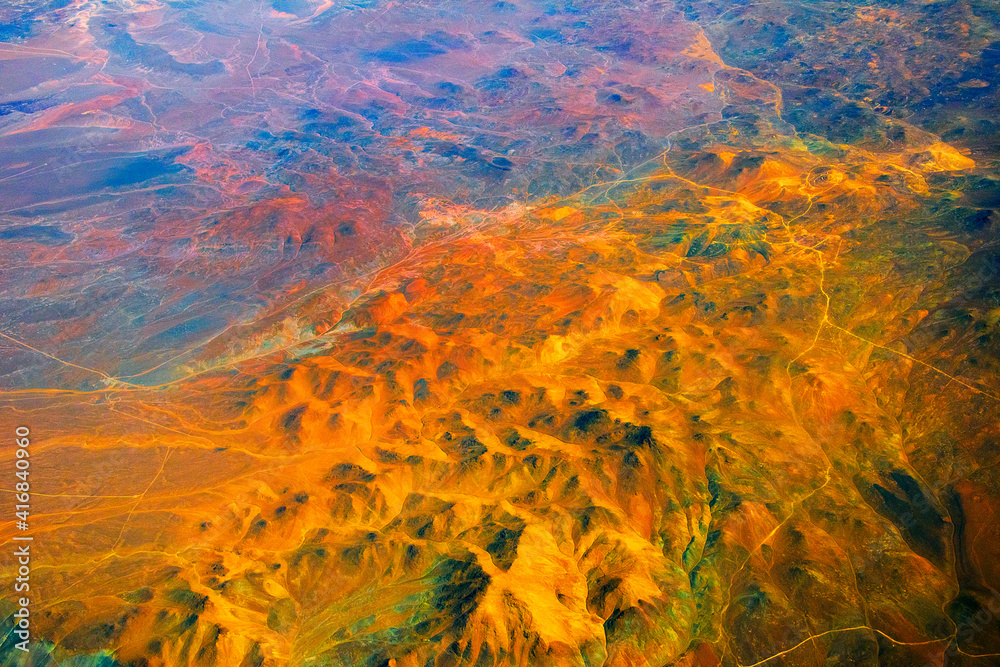 Aerial view of land pattern on Atacama Desert, Chile