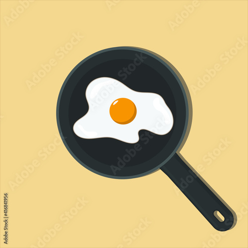 Vector illustration of fried egg in frying pan
