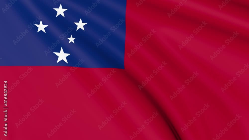 Samoa. Flag, 4k 30 fps, bright and lightly textured, full screen, seamless loop 3d animation Samoa. Flag, 4k 30 fps, bright and lightly textured, full screen, seamless loop 3d animation