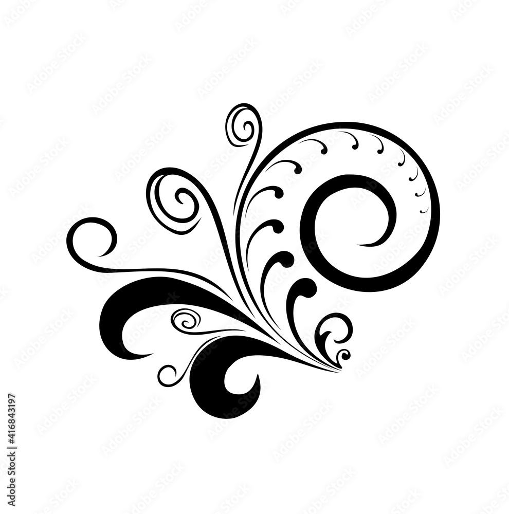 Elegant and Classic Floral Abstract Tattoo - ornamental leaf and flower