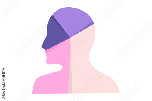 Demographic infographic concept illustration. Human contour silced in different parts of different colors. Vector.