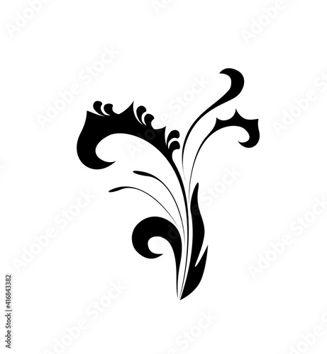 Fototapeta Naklejka Na Ścianę i Meble -  Elegant and Classic Floral Abstract Tattoo - ornamental leaf and flower