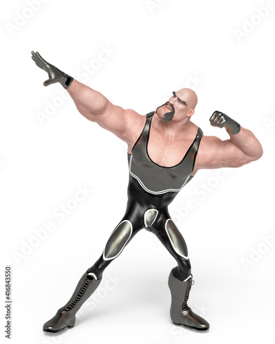 wrestler guy is ready in white background