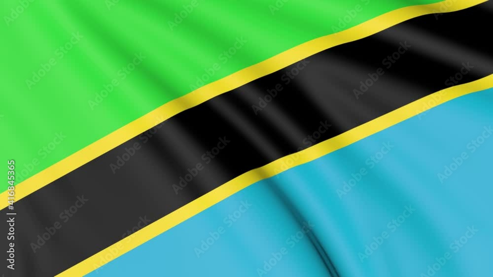 Tanzania Flag, 4k 30 fps, bright and lightly textured, full screen, seamless loop 3d animation