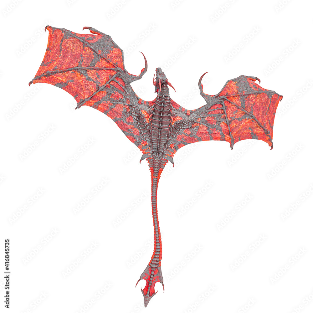 Naklejka premium master dragon in white background drone view